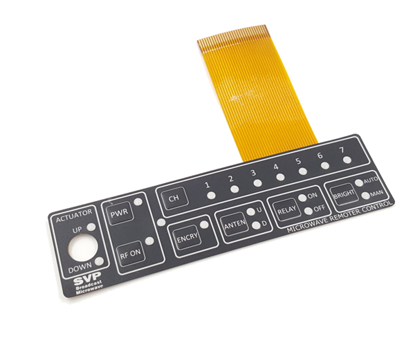 LED film switch is an operating system that integrates key function, indicator, LED backlight and instrument panel. Membrane switch is an operating system that integrates key functions, indicators and dashboards. It consists of four parts: panel, upper circuit, isolation layer and lower circuit. When the film switch is pressed, the contacts of the upper circuit deform downward and make contact with the board of the lower circuit. After the finger is released, the upper circuit contact springs back, the circuit is disconnected, and the circuit triggers the signal. Membrane switch structure, beautiful appearance, good air tightness. It has the characteristics of long service life. Widely used in electronic communication, electronic measuring instruments, industrial control, automotive industry, intelligent toys, household appliances and other fields. The plastic substrate of 0.25mm and below is called film and is mainly used as the panel layer of film switch. Various indicative patterns and words are printed on the back, indicating the operation area corresponding to the open key position. Thickness selection should be based on the size of the panel and the button, thick material, tactile increase, slow response; Material is too thin, feel poor, rebound is not obvious. Thickness above 0.25mm is called sheet and is not suitable for 3d key forming. It can be used as an indicator panel for the keyless operation area and as a lining board for the film switch to improve its hardnessg